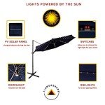 10 ft Navy Blue Offset Patio Umbrella with Lights