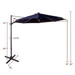 10 ft Navy Blue Offset Patio Umbrella with Lights