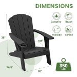 Black Wooden Adirondack Patio Chairs for Outdoors