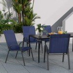VONZOY Stackable Outdoor Dining Chairs Set of 4