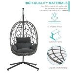 Dark Grey Egg Swing Chair with Stand