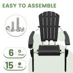 Black Wooden Adirondack Patio Chairs for Outdoors