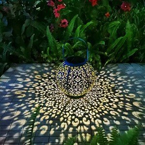 Teal Blue Solar Hanging Lantern for Outdoor Spaces