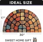 Artificial Grass Doormat with Rubber Stripes - Orange