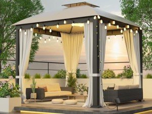 Sturdy 10x10 Outdoor Gazebo with Mosquito Netting