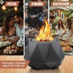 Ceramic Tabletop Fire Pit Bowl for Patios