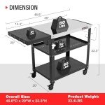 Three-Shelf Outdoor Grill Table with Swivel Casters
