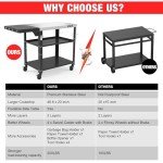 Three-Shelf Outdoor Grill Table with Swivel Casters