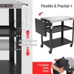 Three-Shelf Outdoor Grill Table with Swivel Casters