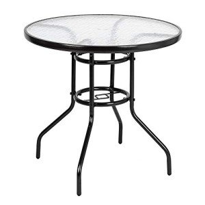VINGLI 32" Round Patio Table with Umbrella Hole