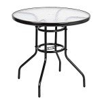 VINGLI 32" Round Patio Table with Umbrella Hole