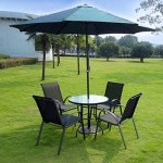 VINGLI 32" Round Patio Table with Umbrella Hole