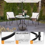 VINGLI 32" Round Patio Table with Umbrella Hole
