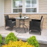 VINGLI 32" Round Patio Table with Umbrella Hole