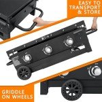 Portable 31.5" Outdoor Gas Griddle with 3 Burners