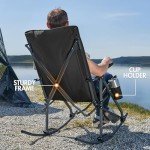 Oversized Folding Rocking Camping Chair - Black Grey