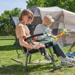 Oversized Folding Rocking Camping Chair - Black Grey