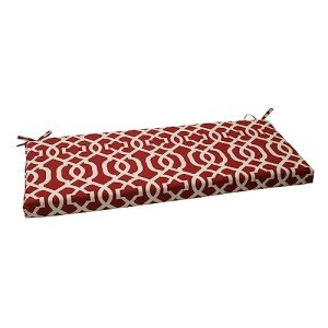 Red/Ivory Trellis Outdoor Bench Swing Cushion 18"x45