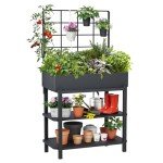 Elevated Planter Box with Trellis for Patio
