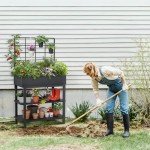 Elevated Planter Box with Trellis for Patio