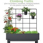 Elevated Planter Box with Trellis for Patio
