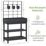 Elevated Planter Box with Trellis for Patio