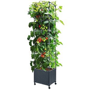 LINEX Raised Garden Bed with Trellis and Wheels