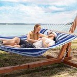 Heavy Duty 2-Person Hammock with Stand - Blue Stripes