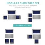 4-Piece Gray/Navy Wicker Patio Conversation Set