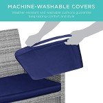 4-Piece Gray/Navy Wicker Patio Conversation Set
