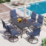 PHI VILLA Outdoor Dining Set for 6 with Swivel Chairs
