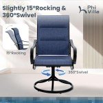 PHI VILLA Outdoor Dining Set for 6 with Swivel Chairs