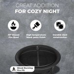 30" Black Outdoor Fire Pit with Screen & Cover