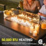 52" Propane Fire Pit Table with Glass Wind Guard