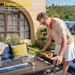 52" Propane Fire Pit Table with Glass Wind Guard