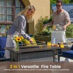 52" Propane Fire Pit Table with Glass Wind Guard