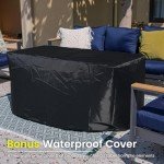 52" Propane Fire Pit Table with Glass Wind Guard