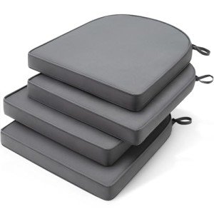 Dark Grey Waterproof Outdoor Chair Cushion Set of 4