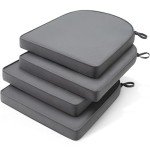 Dark Grey Waterproof Outdoor Chair Cushion Set of 4