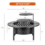 OutVue 36 Inch Wood Burning Fire Pit with Grills