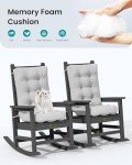 Gray Memory Foam Rocking Chair Cushions - Set of 2