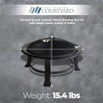 30" Black Outdoor Fire Pit with Screen & Cover