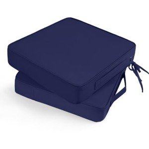 Gentian Blue Waterproof Patio Chair Cushions - Set of 2