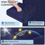 Gentian Blue Waterproof Patio Chair Cushions - Set of 2