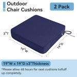 Gentian Blue Waterproof Patio Chair Cushions - Set of 2