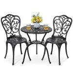 3-Piece Outdoor Bistro Set with Umbrella Hole