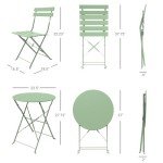 Sage Green 3-Piece Folding Bistro Set