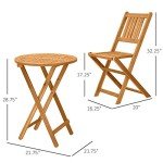 Acacia Wood 3-Piece Bistro Set for Patio