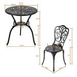 3-Piece Outdoor Bistro Set with Umbrella Hole