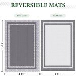 Reversible Outdoor Patio Rug - 4'x 6' White/Gray
